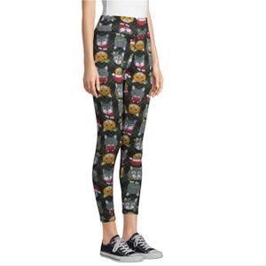 CATS velvet faux‎ fur lined Christmas holiday high waist tights leggings S